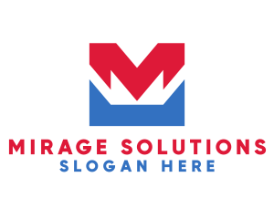 Red Blue M logo design