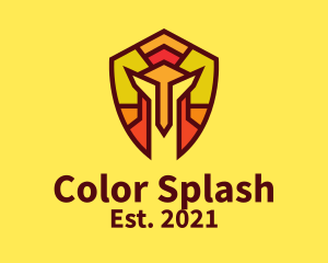 Multicolor Gladiator Helmet  logo design