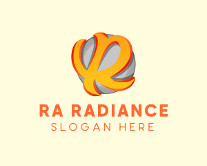 3D Orange Cursive Letter R logo design