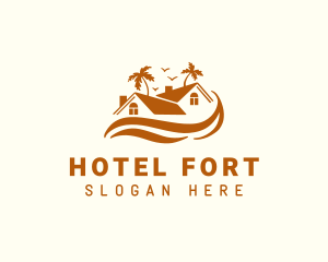 Beach Resort Hotel House logo design