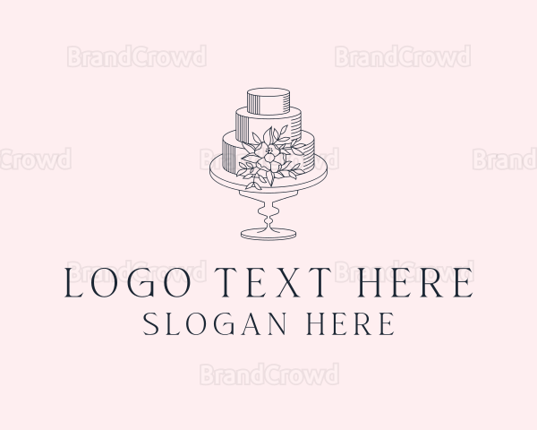 Floral Wedding Cake Logo