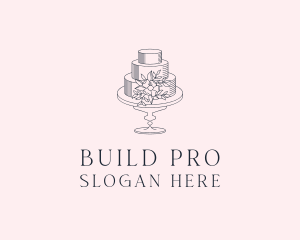 Floral Wedding Cake Logo