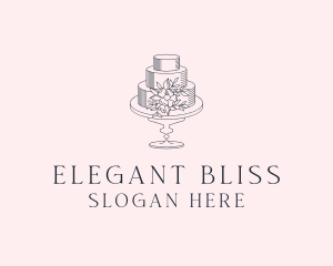 Wedding - Floral Wedding Cake logo design