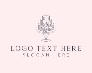 Wedding - Floral Wedding Cake logo design