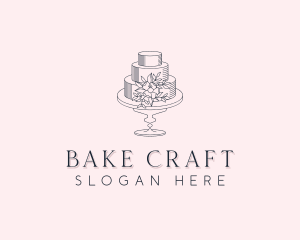 Floral Wedding Cake logo design