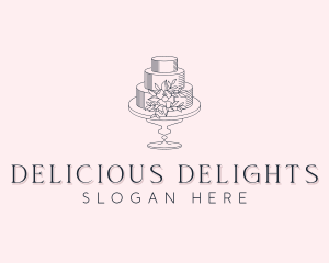 Floral Wedding Cake logo design