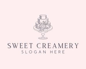 Floral Wedding Cake logo design