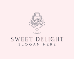 Floral Wedding Cake logo design