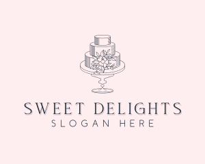 Floral Wedding Cake logo design