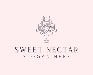 Floral Wedding Cake logo design