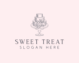 Floral Wedding Cake logo design