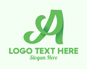 Calligraphic - Green Calligraphic Letter A logo design