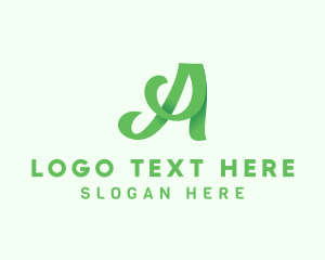 Cursive - Green Calligraphic Letter A logo design