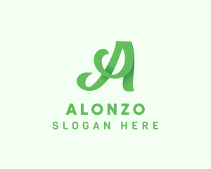 Green Calligraphic Letter A logo design