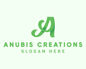 Green Calligraphic Letter A logo design