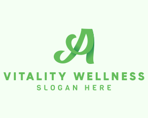 Healthy Lifestyle - Green Calligraphic Letter A logo design