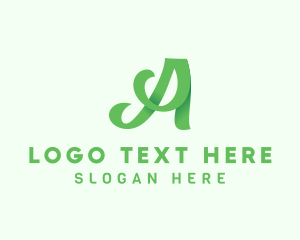 Curly - Green Calligraphic Letter A logo design
