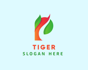 Vegetarian - Natural Letter P Tree logo design