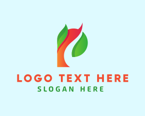 Vegan - Natural Letter P Tree logo design