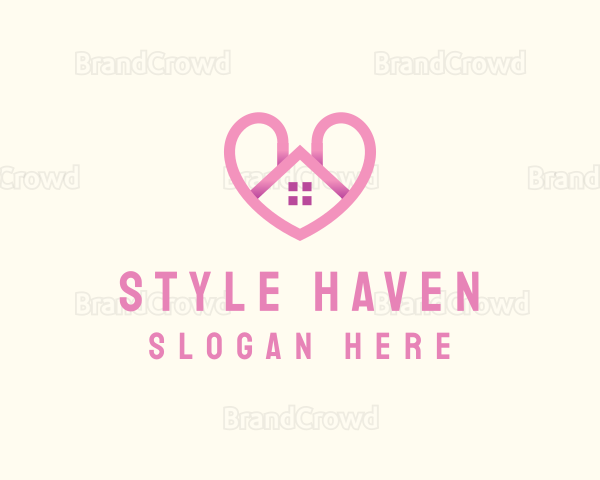 Pink Love Heart Home Logo