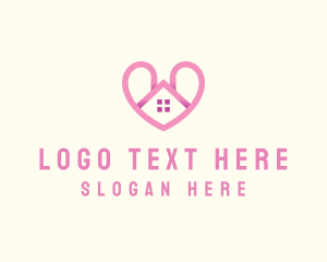 Caregiving - Pink Love Heart Home logo design