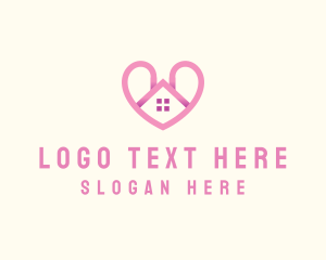 Pink Love Heart Home Logo