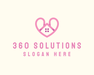 Pink Love Heart Home logo design