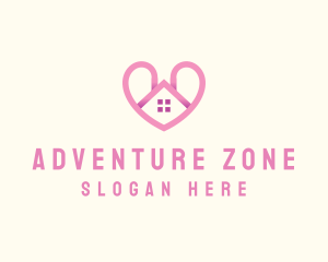 Pink Love Heart Home logo design