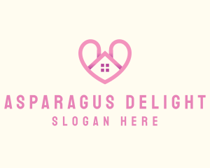 Pink Love Heart Home logo design