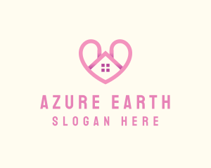 Pink Love Heart Home logo design