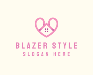 Pink Love Heart Home logo design