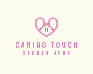 Caregiving - Pink Love Heart Home logo design