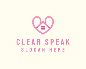 Pink Love Heart Home logo design