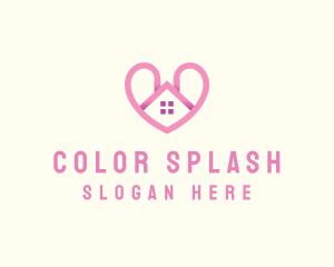 Pink Love Heart Home logo design