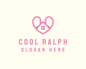 Pink Love Heart Home logo design