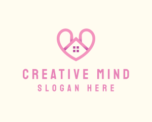 Pink Love Heart Home logo design