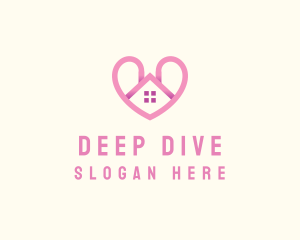 Pink Love Heart Home logo design