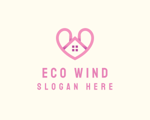 Pink Love Heart Home logo design