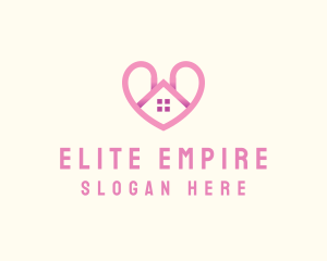 Pink Love Heart Home logo design