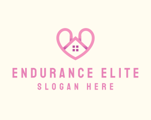 Pink Love Heart Home logo design