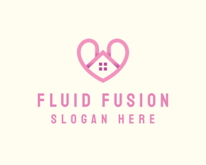 Pink Love Heart Home logo design