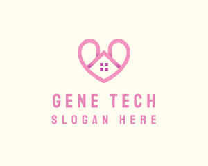 Pink Love Heart Home logo design