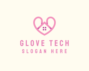 Pink Love Heart Home logo design