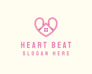 Pink Love Heart Home logo design