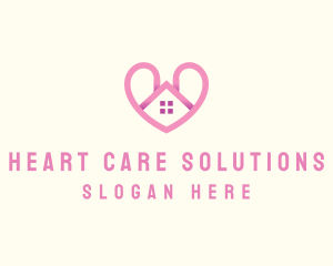 Pink Love Heart Home logo design