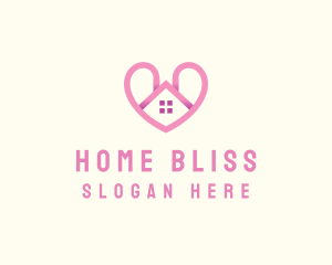 Pink Love Heart Home logo design