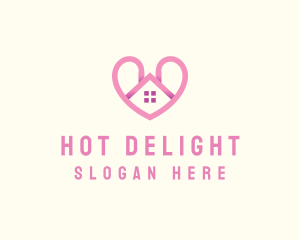 Pink Love Heart Home logo design