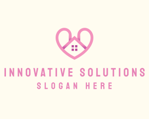 Pink Love Heart Home logo design