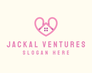 Pink Love Heart Home logo design