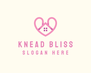 Pink Love Heart Home logo design